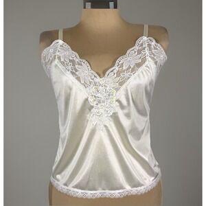 Vintage‎ Undercover Wear Lace Camisole Tank Top Women's Small Floral Lace Beaded